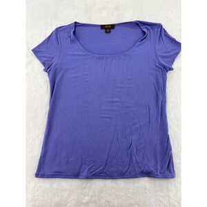 Victor Alfaro Top Size M Purple Scoop Neck Short Sleeve Rayon Blend Tee